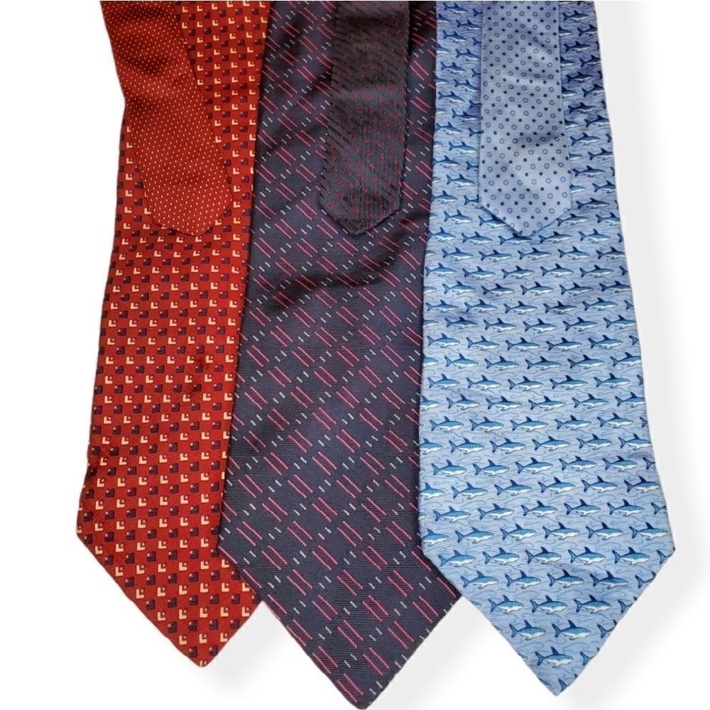 3 Vintage Tommy Hilfiger 100% Silk neck ties